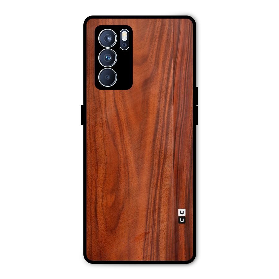 Wooden Texture Printed Metal Back Case for Oppo Reno6 Pro 5G