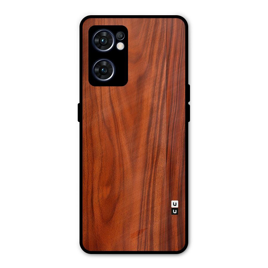 Wooden Texture Printed Metal Back Case for Oppo Reno7 5G