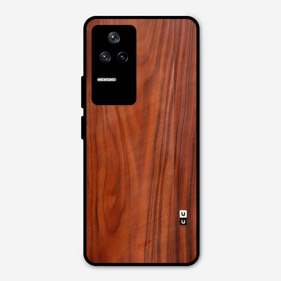 Wooden Texture Printed Metal Back Case for Poco F4 5G