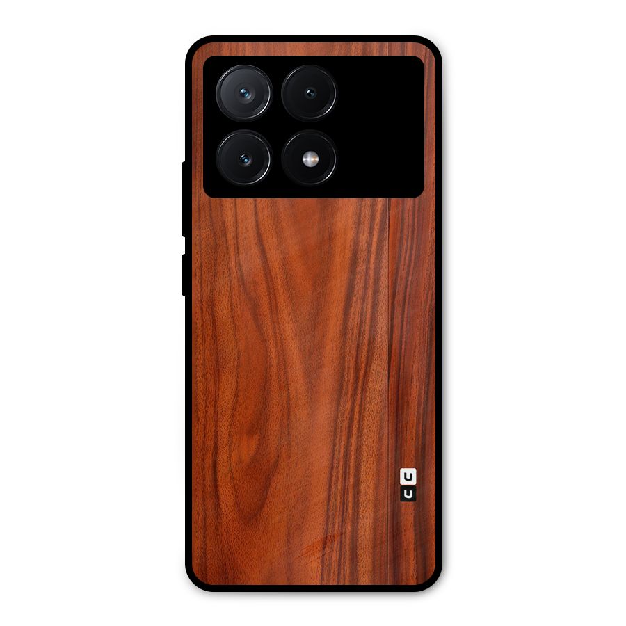 Wooden Texture Printed Metal Back Case for Poco X6 Pro