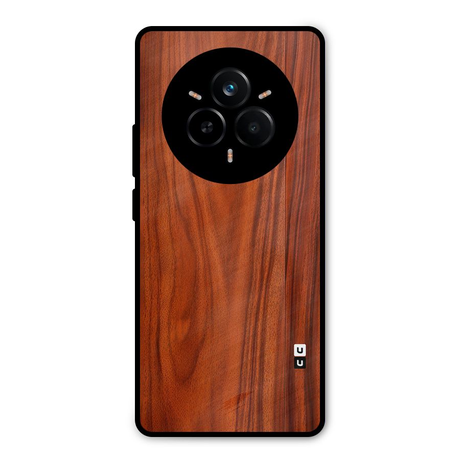 Wooden Texture Printed Metal Back Case for Realme 14 Pro Plus