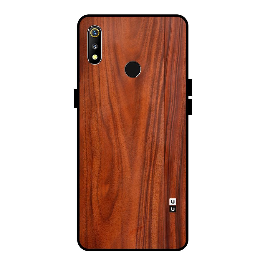 Wooden Texture Printed Metal Back Case for Realme 3i