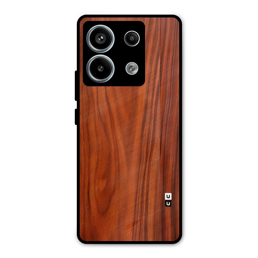 Wooden Texture Printed Metal Back Case for Redmi Note 13 Pro 5G