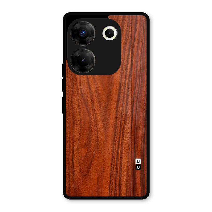 Wooden Texture Printed Metal Back Case for Tecno Camon 20 Pro