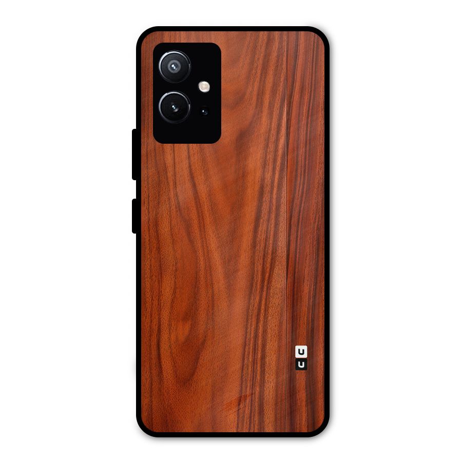 Wooden Texture Printed Metal Back Case for Vivo T1 5G