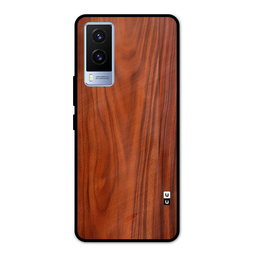 Wooden Texture Printed Metal Back Case for Vivo V21e 5G