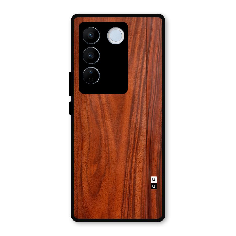 Wooden Texture Printed Metal Back Case for Vivo V27
