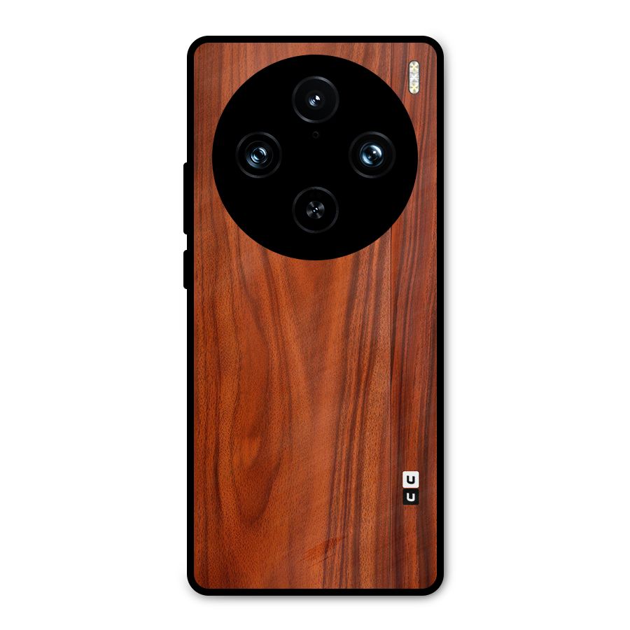 Wooden Texture Printed Metal Back Case for Vivo X100 Pro