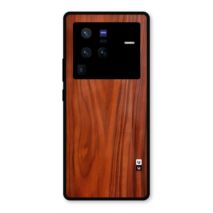 Wooden Texture Printed Metal Back Case for Vivo X80 Pro