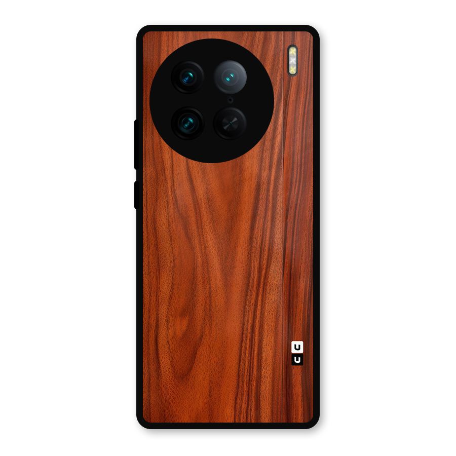 Wooden Texture Printed Metal Back Case for Vivo X90 Pro