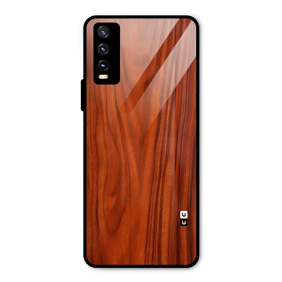 Wooden Texture Printed Metal Back Case for Vivo Y20 2021