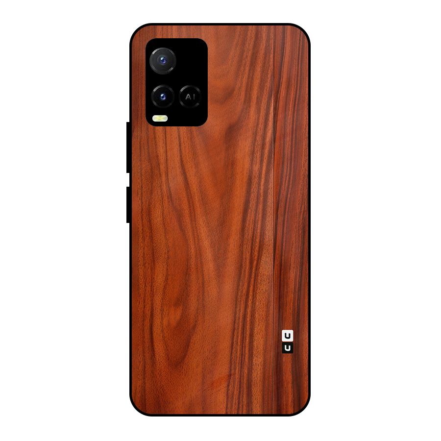 Wooden Texture Printed Metal Back Case for Vivo Y21T