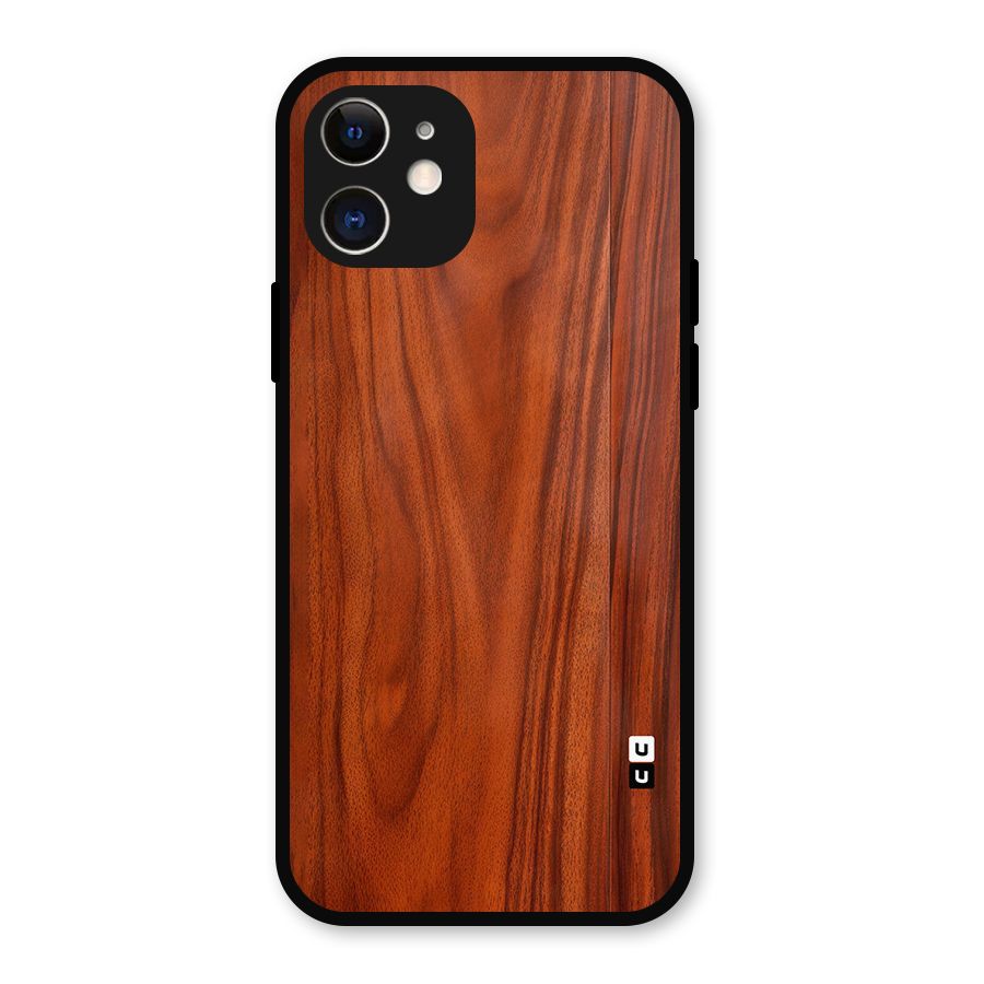 Wooden Texture Printed Metal Back Case for iPhone 12