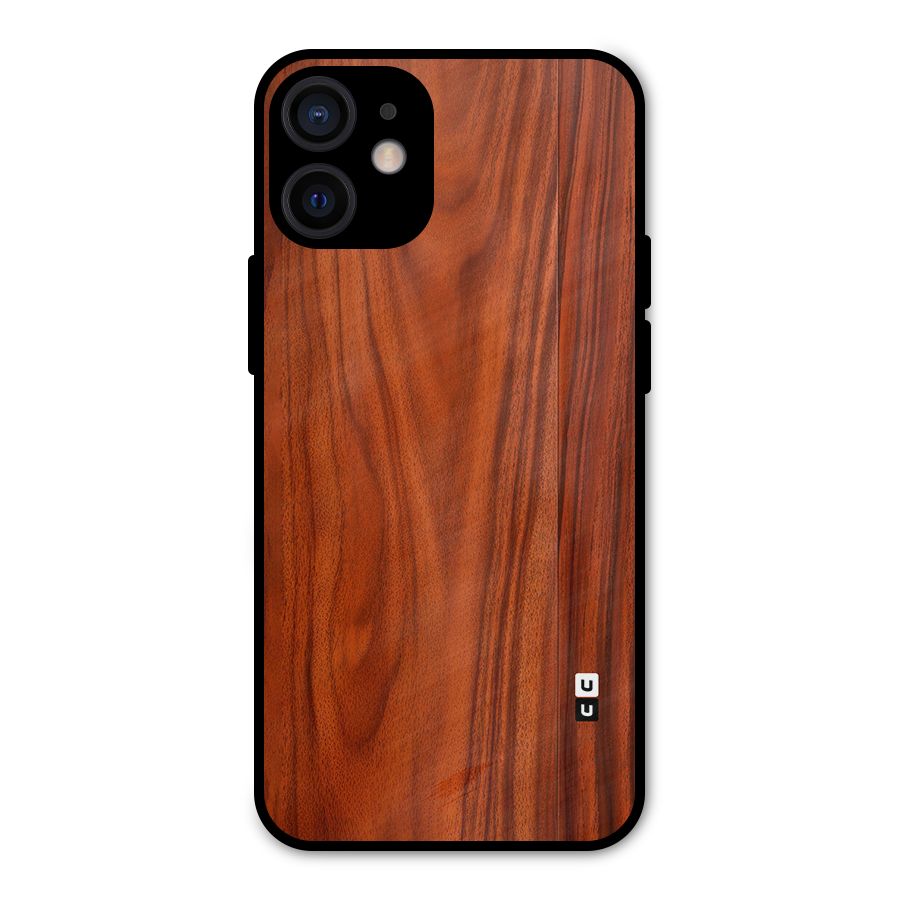 Wooden Texture Printed Metal Back Case for iPhone 12 Mini
