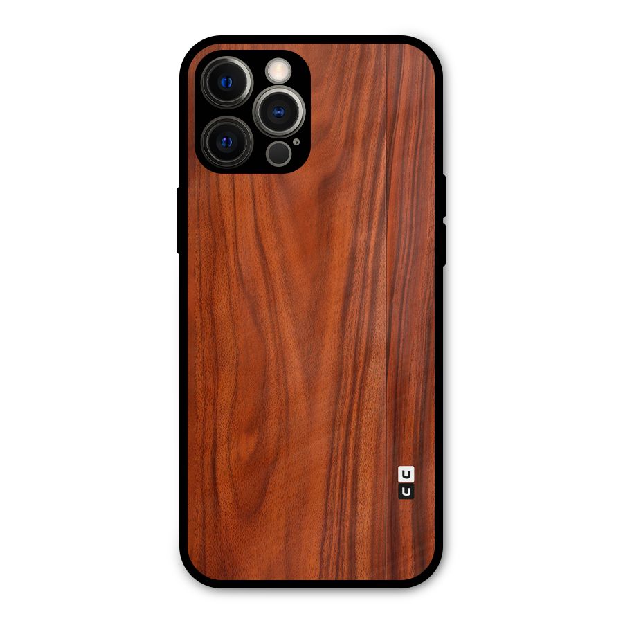 Wooden Texture Printed Metal Back Case for iPhone 12 Pro Max