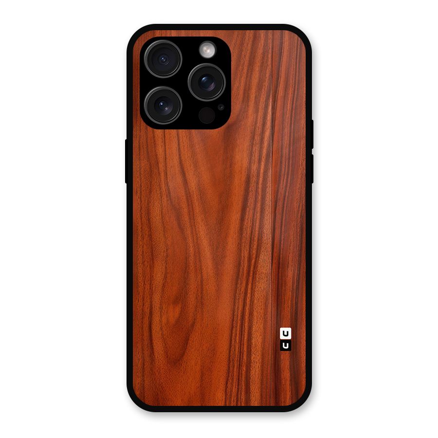 Wooden Texture Printed Metal Back Case for iPhone 15 Pro Max
