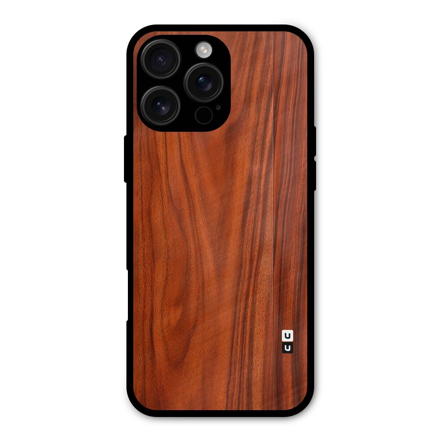 Wooden Texture Printed Metal Back Case for iPhone 16 Pro Max
