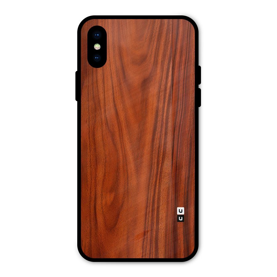 Wooden Texture Printed Metal Back Case for iPhone X