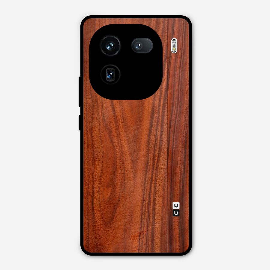 Wooden Texture Printed Metal Back Case for iQOO 12