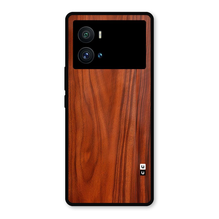 Wooden Texture Printed Metal Back Case for iQOO 9 Pro
