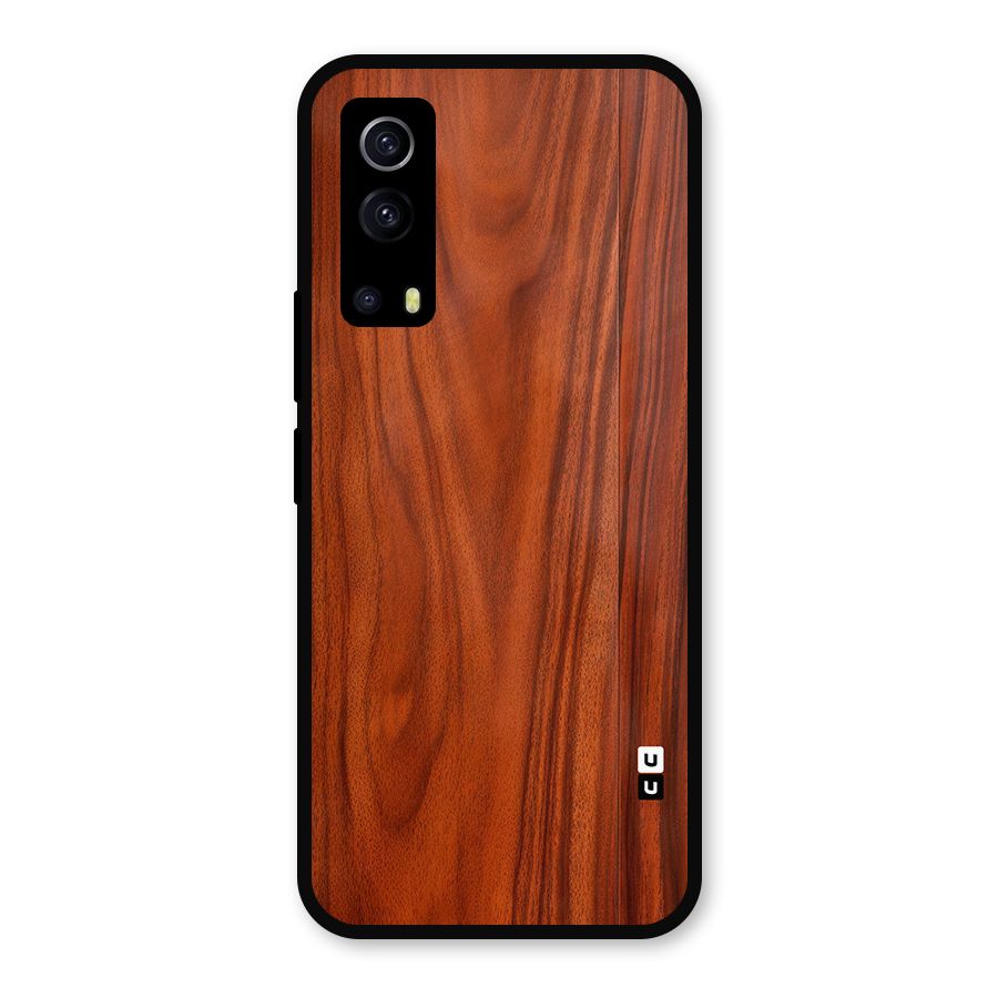 Wooden Texture Printed Metal Back Case for iQOO Z3
