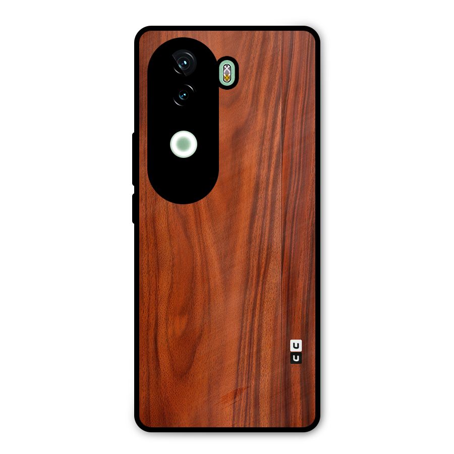Wooden Texture Printed Metal Back Case for iQOO Z9s