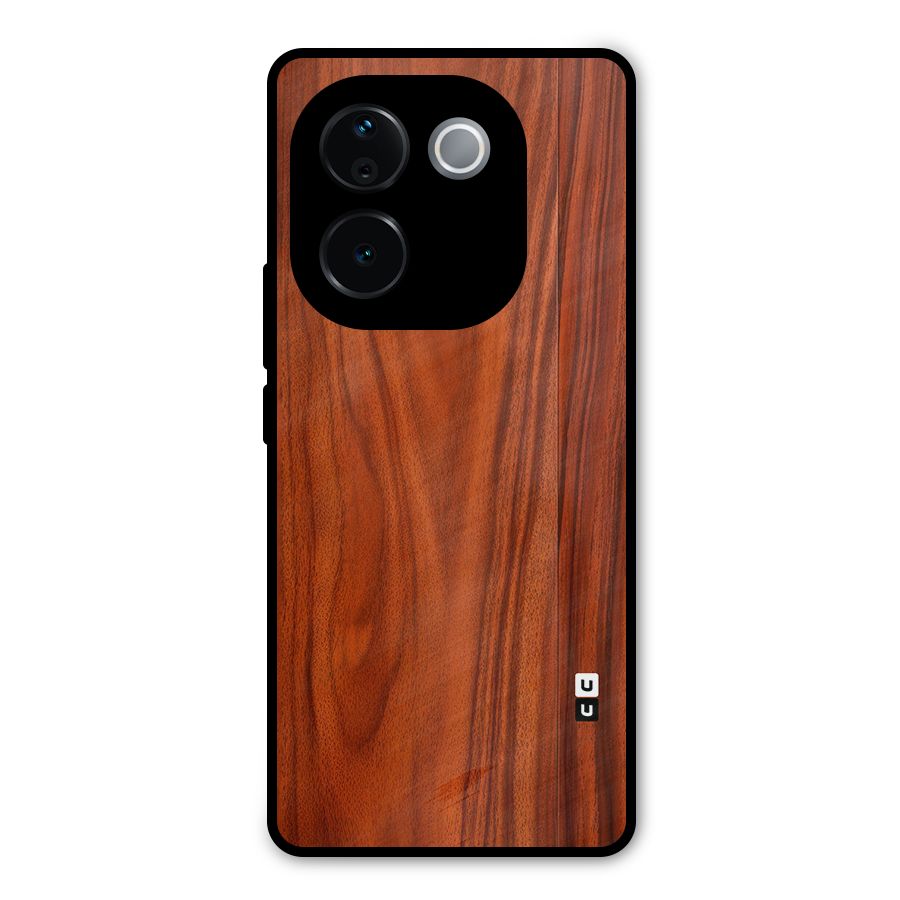Wooden Texture Printed Metal Back Case for iQOO Z9s Pro