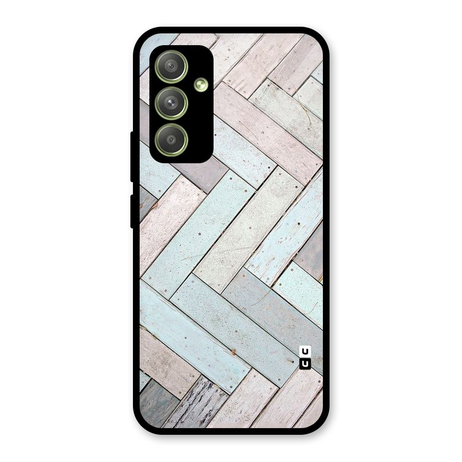 Wooden ZigZag Design Glass Back Case for Galaxy A54