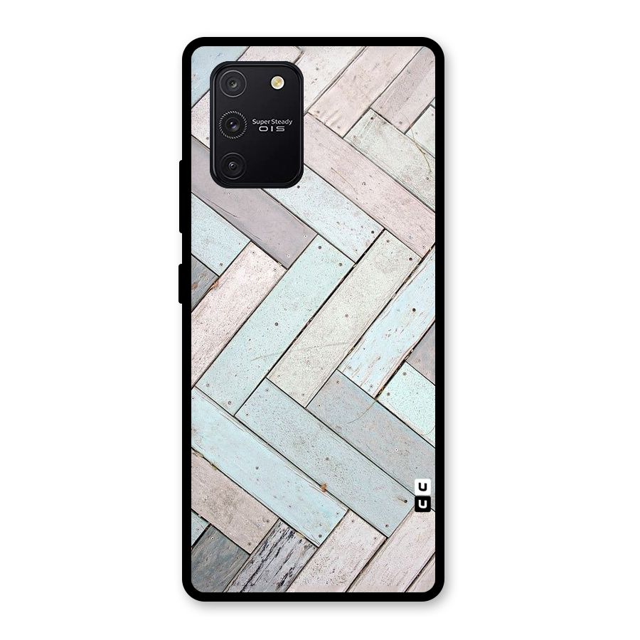 Wooden ZigZag Design Glass Back Case for Galaxy S10 Lite