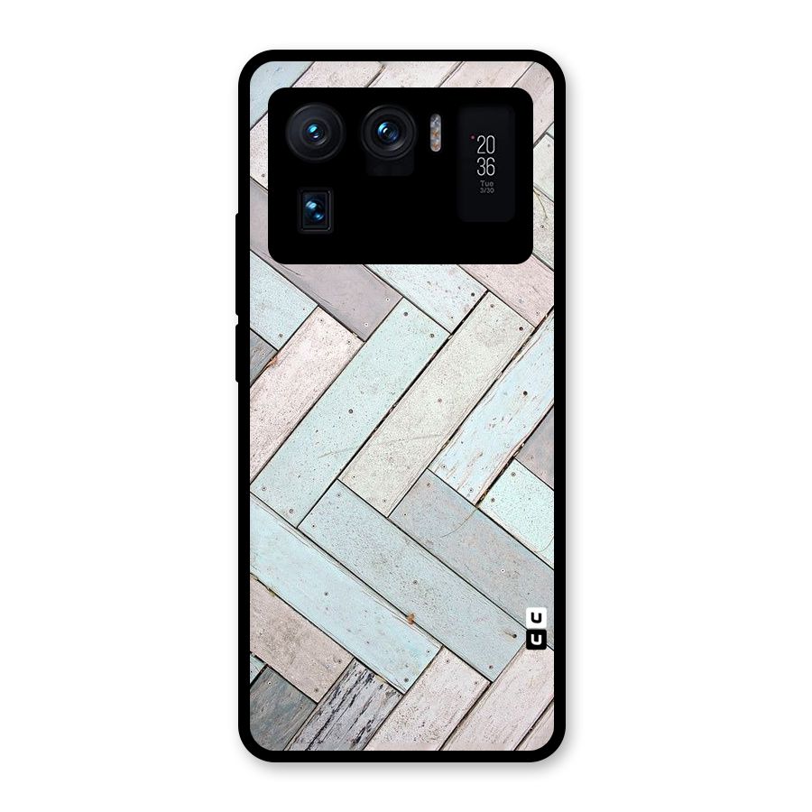 Wooden ZigZag Design Glass Back Case for Mi 11 Ultra
