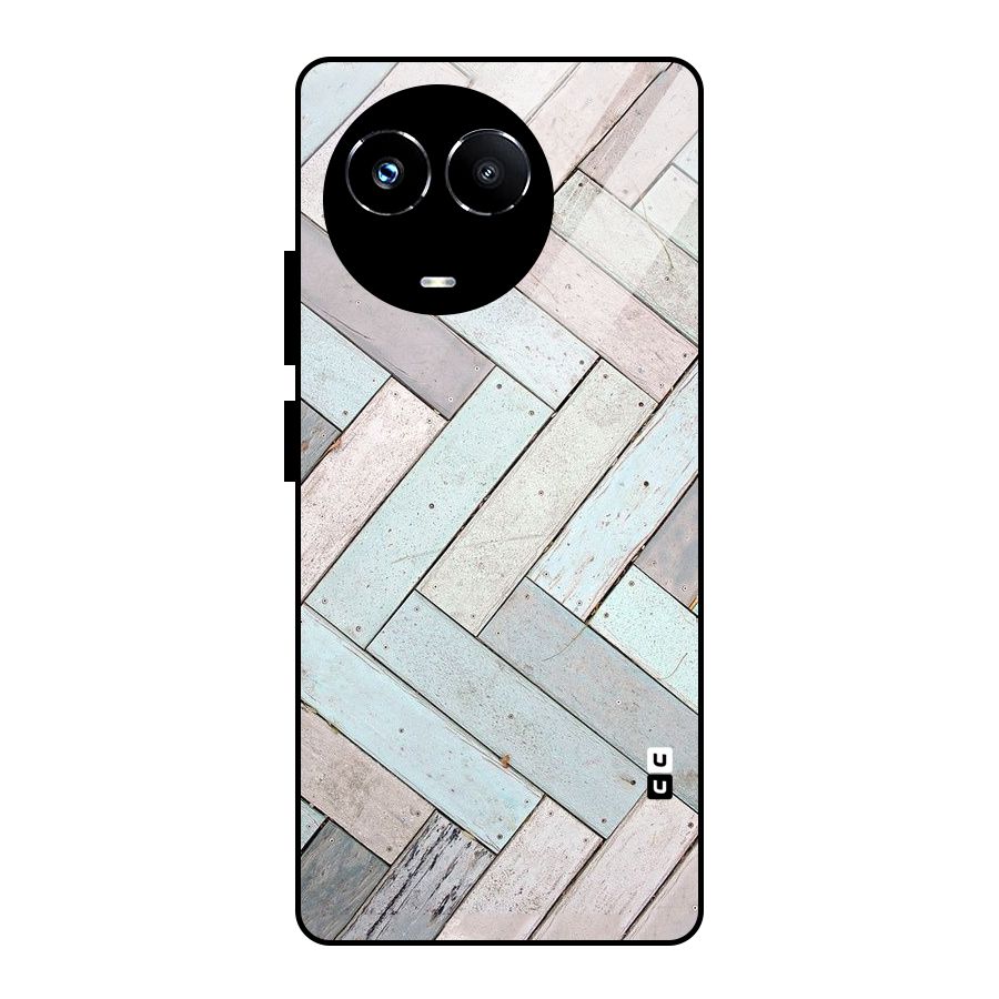 Wooden ZigZag Design Glass Back Case for Realme 11X