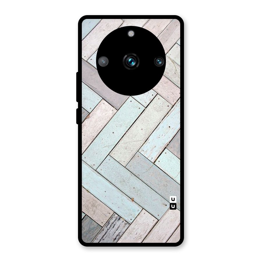 Wooden ZigZag Design Glass Back Case for Realme 11 Pro Plus