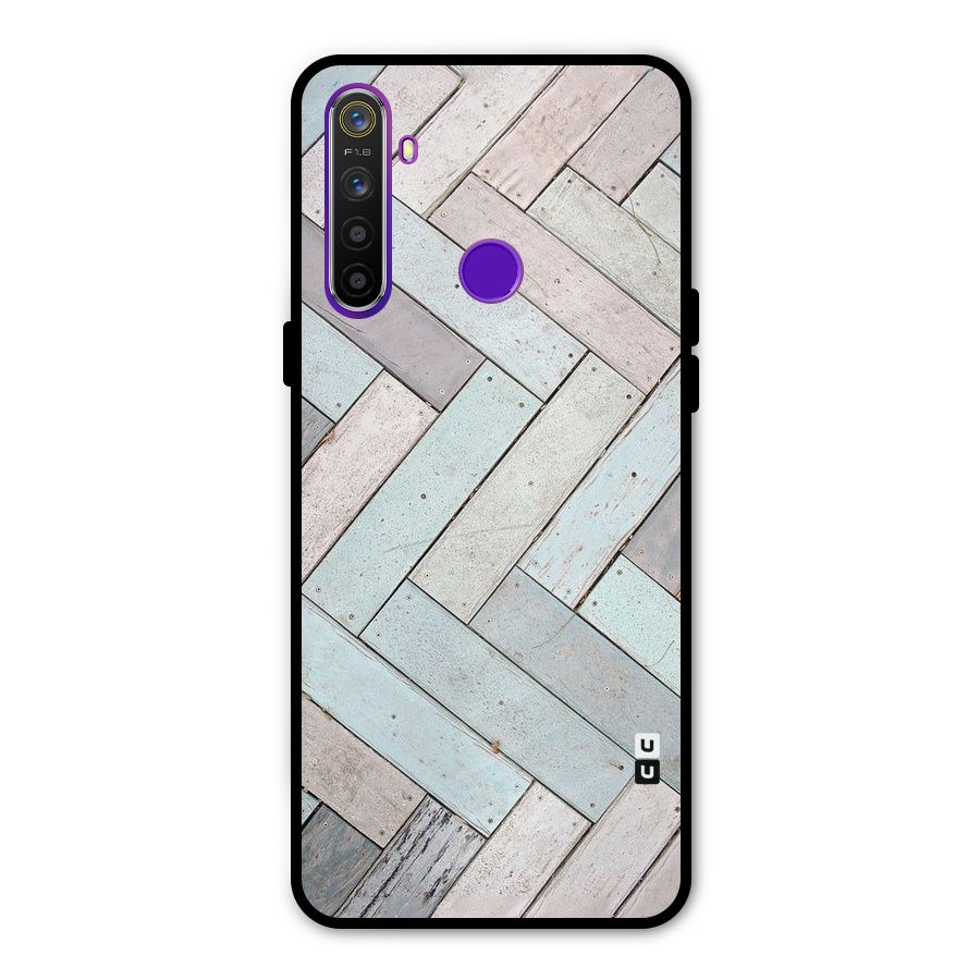 Wooden ZigZag Design Glass Back Case for Realme 5s