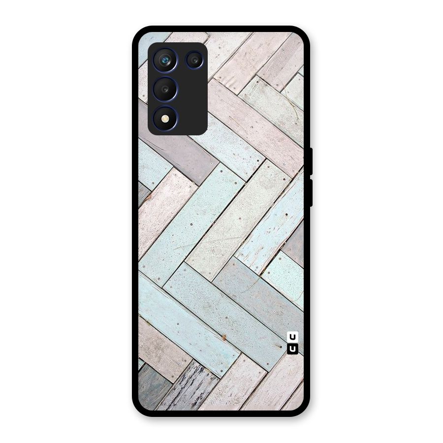 Wooden ZigZag Design Glass Back Case for Realme 9 5G Speed