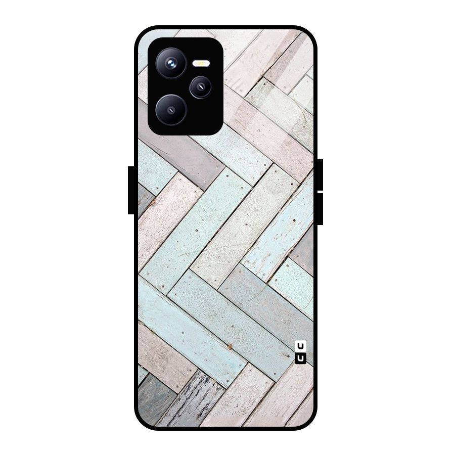 Wooden ZigZag Design Glass Back Case for Realme C35