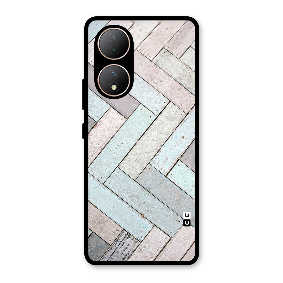 Wooden ZigZag Design Glass Back Case for Vivo Y100A