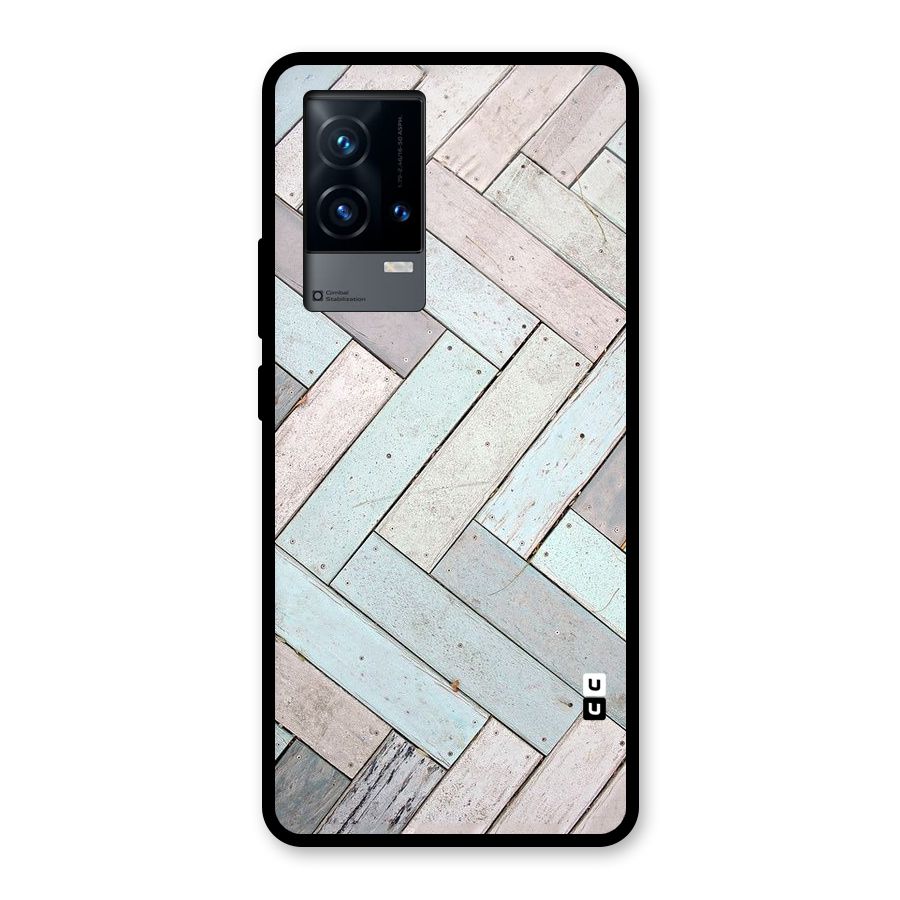 Wooden ZigZag Design Glass Back Case for iQOO 9 5G