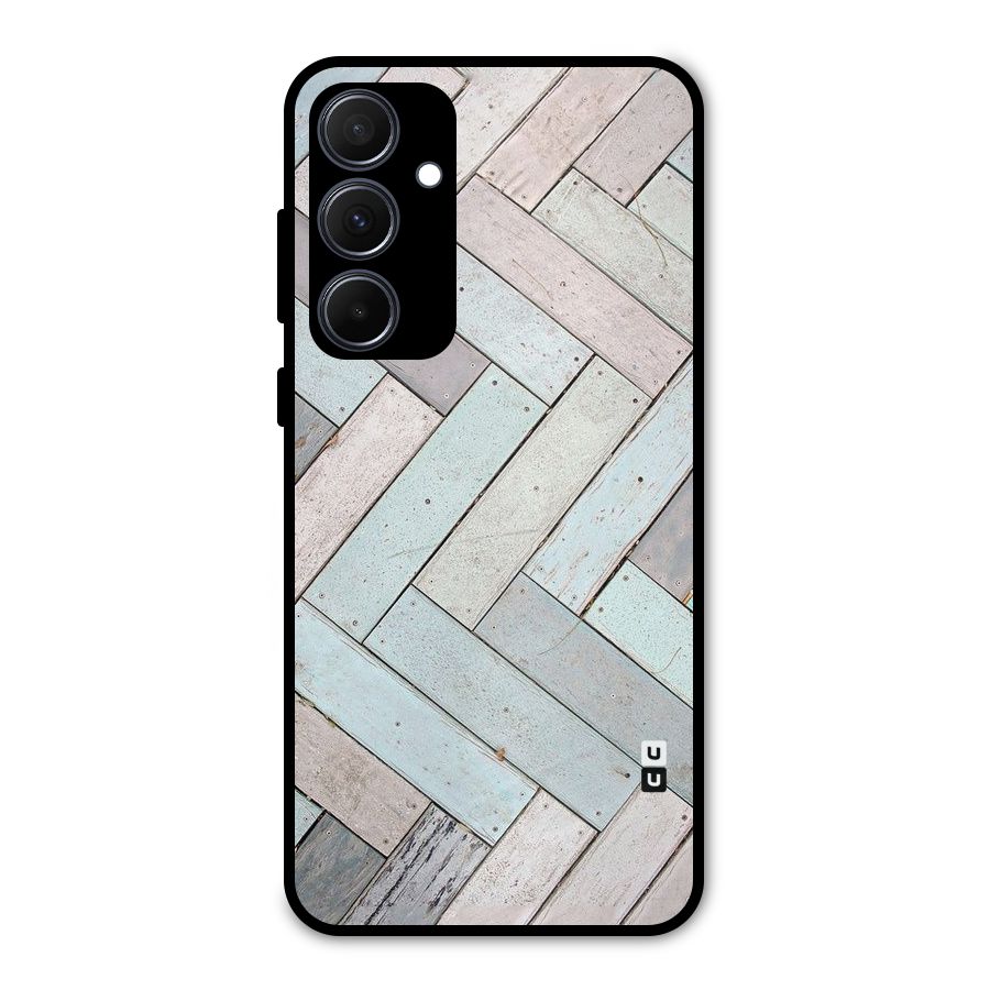 Wooden ZigZag Design Metal Back Case for Galaxy A35