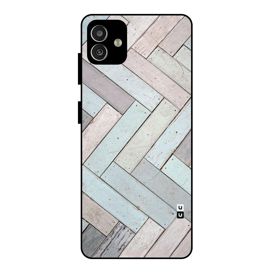 Wooden ZigZag Design Metal Back Case for Galaxy M13 5G