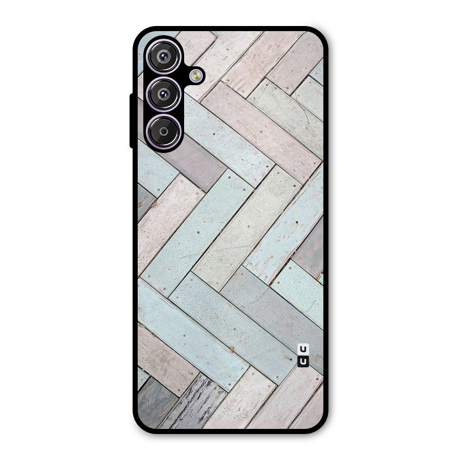 Wooden ZigZag Design Metal Back Case for Galaxy M15
