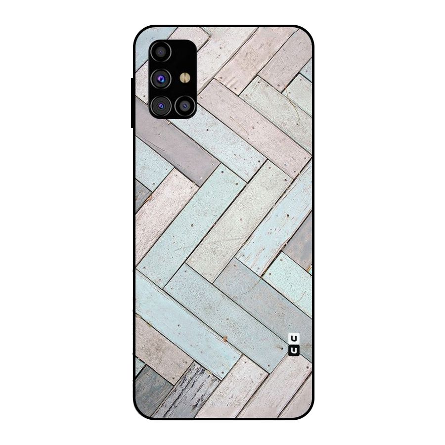 Wooden ZigZag Design Metal Back Case for Galaxy M31s
