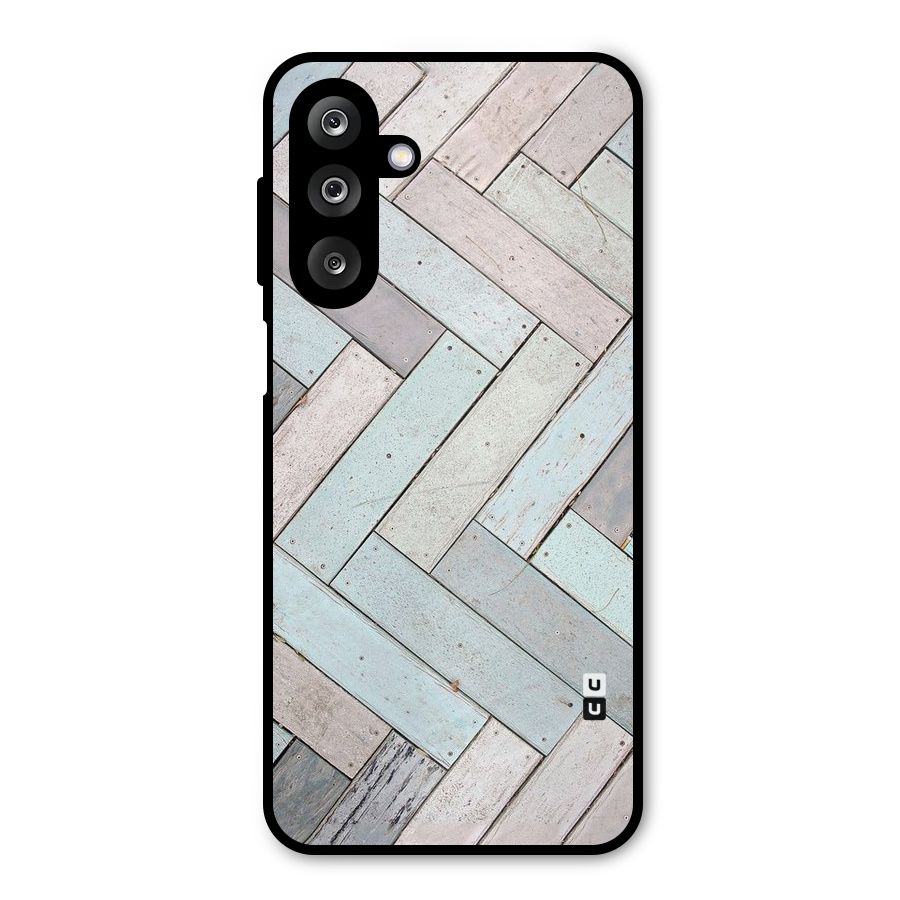 Wooden ZigZag Design Metal Back Case for Galaxy M36