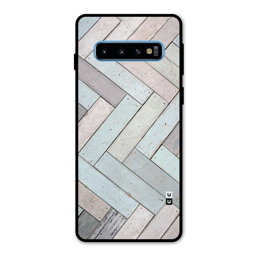 Wooden ZigZag Design Metal Back Case for Galaxy S10