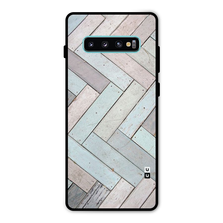 Wooden ZigZag Design Metal Back Case for Galaxy S10 Plus