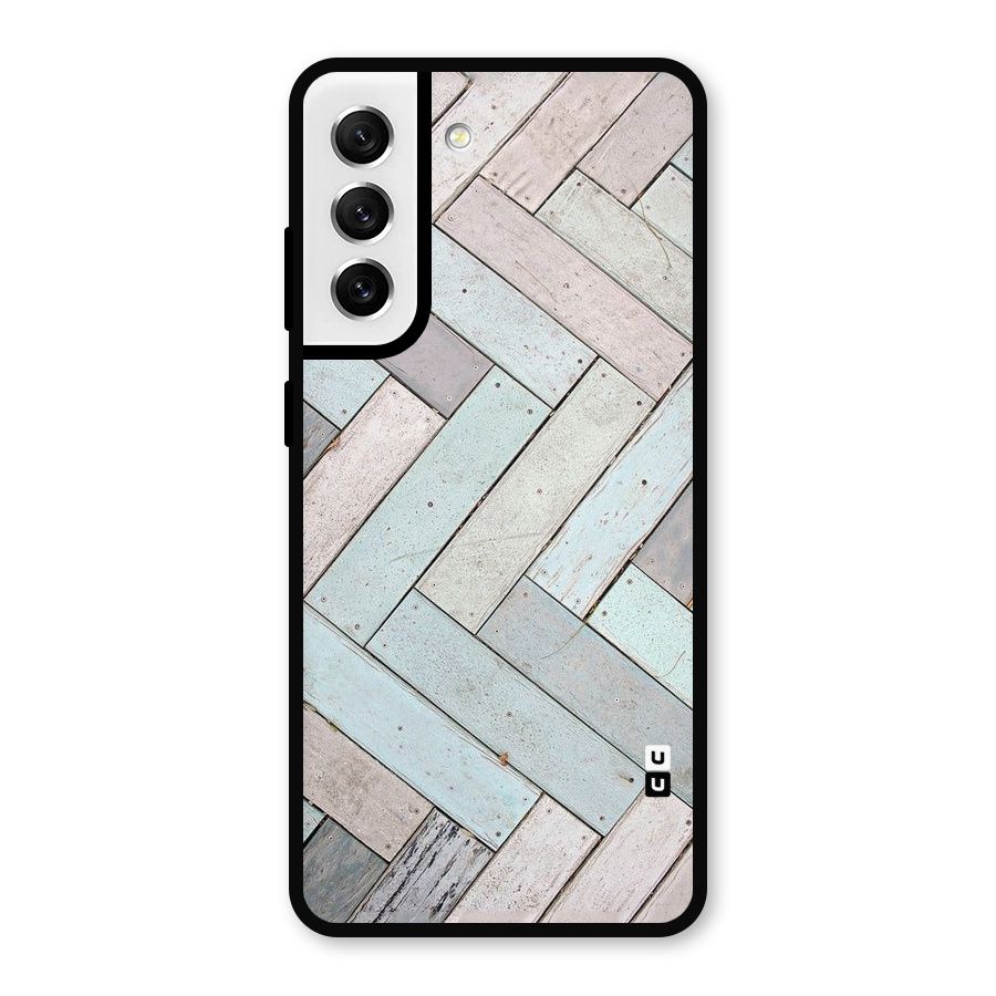 Wooden ZigZag Design Metal Back Case for Galaxy S21 FE 5G