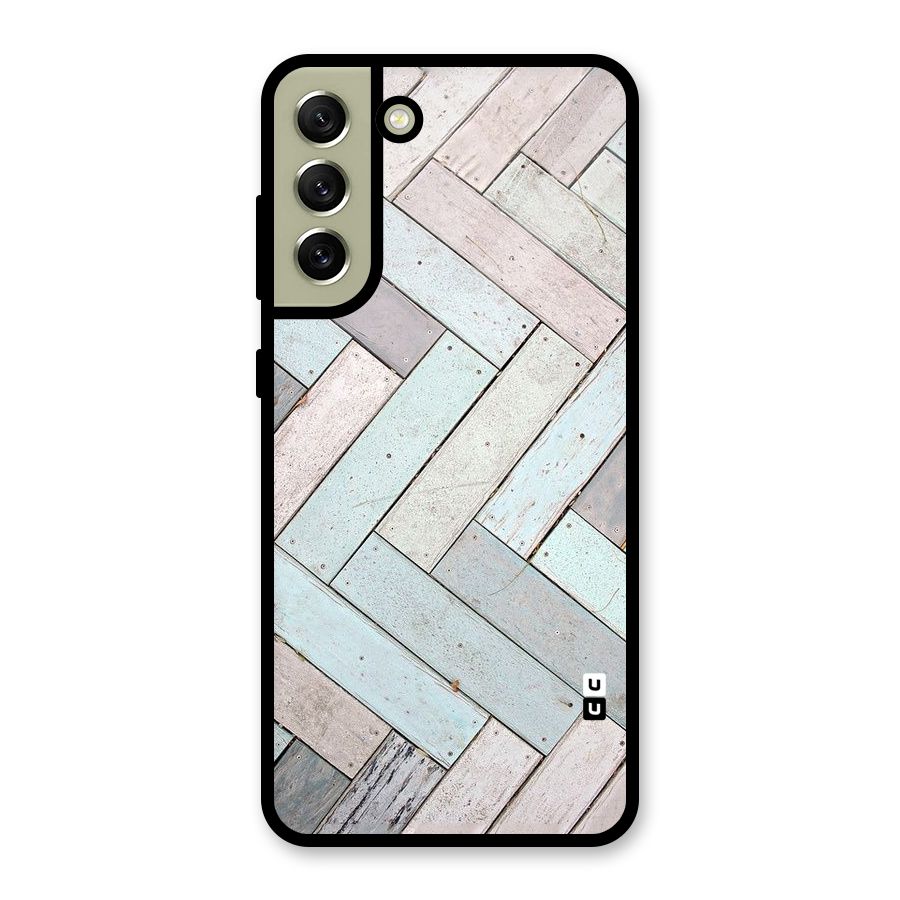Wooden ZigZag Design Metal Back Case for Galaxy S21 FE 5G (2023)