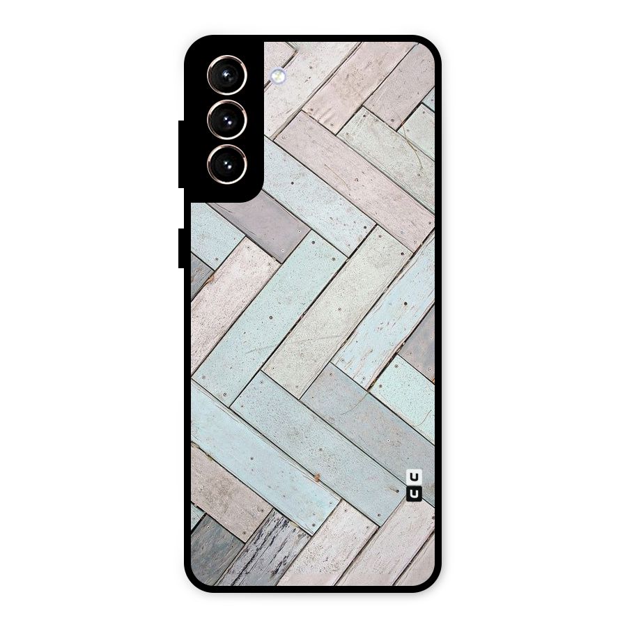 Wooden ZigZag Design Metal Back Case for Galaxy S21 Plus