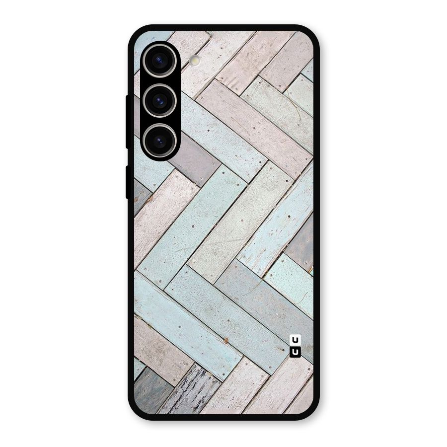 Wooden ZigZag Design Metal Back Case for Galaxy S23 Plus