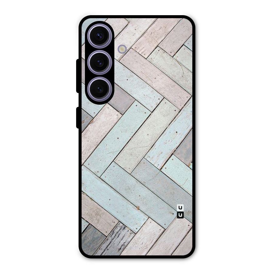 Wooden ZigZag Design Metal Back Case for Galaxy S24