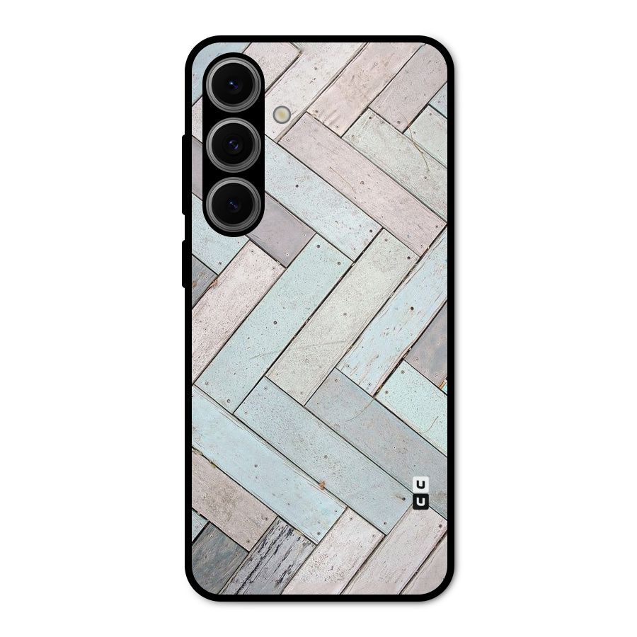 Wooden ZigZag Design Metal Back Case for Galaxy S24 FE